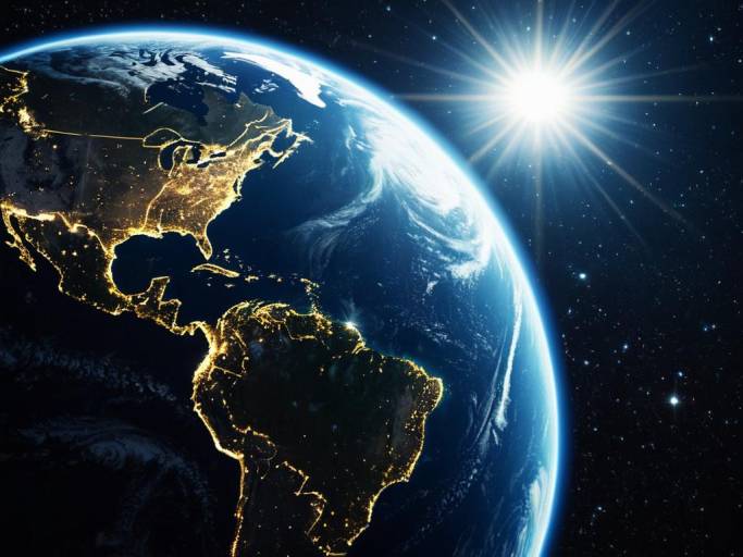 Bright Cosmic Earth View Wallpaper