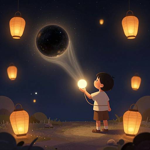 Child with Glowing Miniature Black Hole