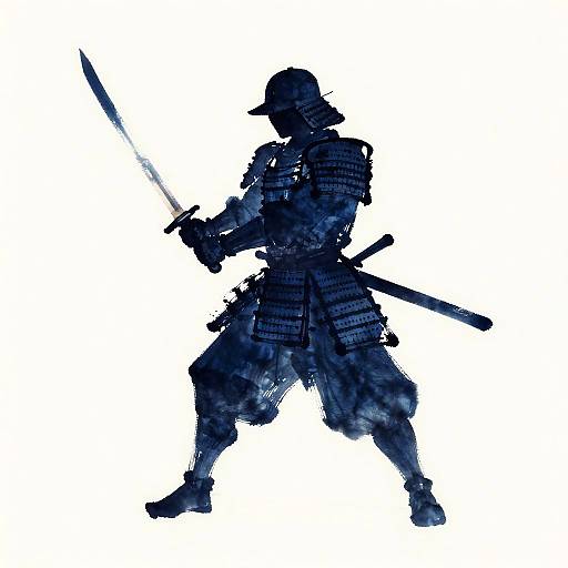 Minimalist Blue Warrior Ink Art
