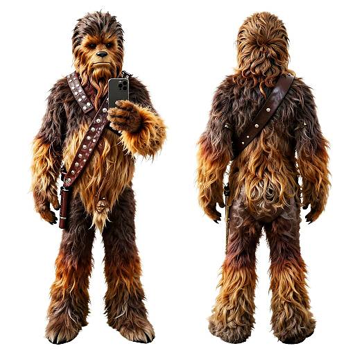 Realistic Wookiee Mirror Selfie Side-by-Side