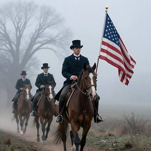 Misty Landscape with Equestrian Adventure