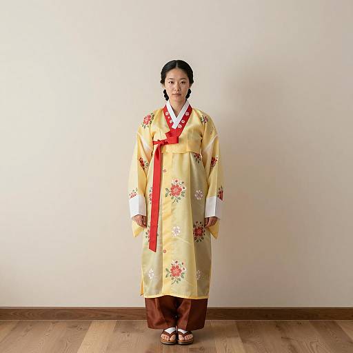 Asian Woman in Traditional Korean Hanbok