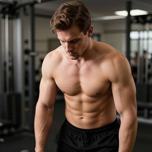 Muscular Fit European Man in Gym