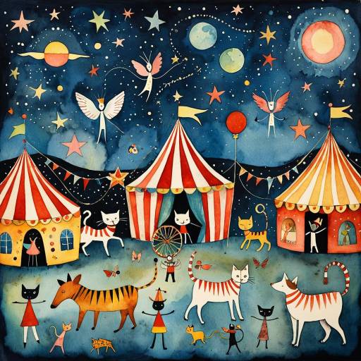 Surreal Circus Parade in Klee Style Surreal Circus Parade in Klee Style