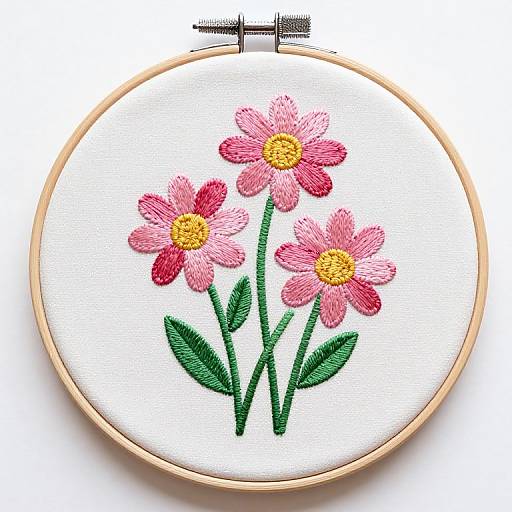 Pink Daisies Embroidery Design