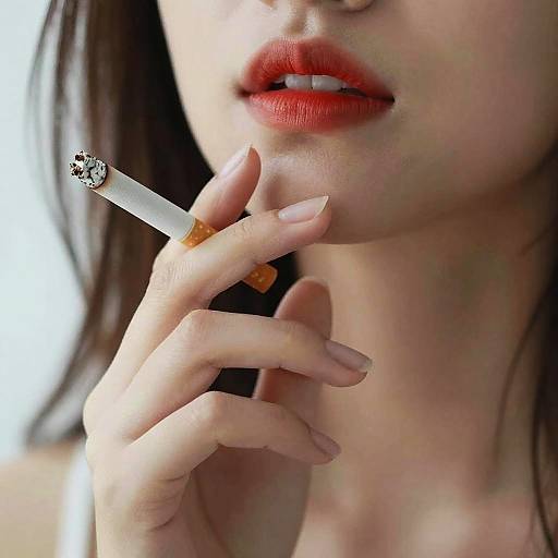 Close-Up Woman Smoking Cigarette