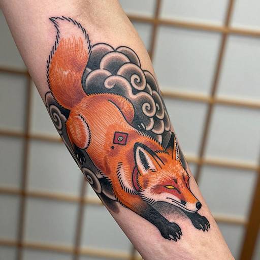 Traditional Japanese Fox Tattoo on Forearm