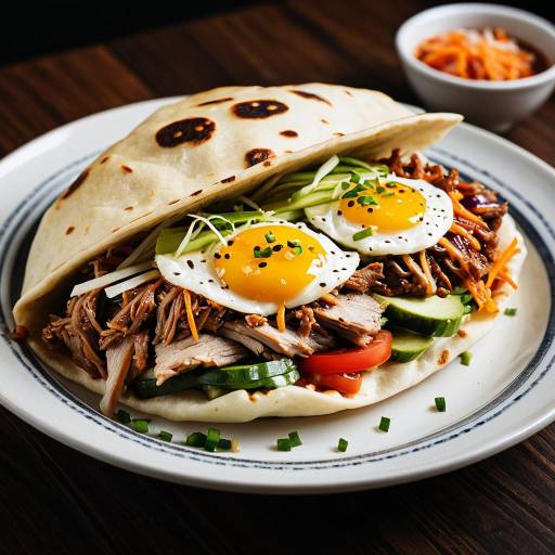 Fusion Feast: Bibimbap Pulled Pork Pita