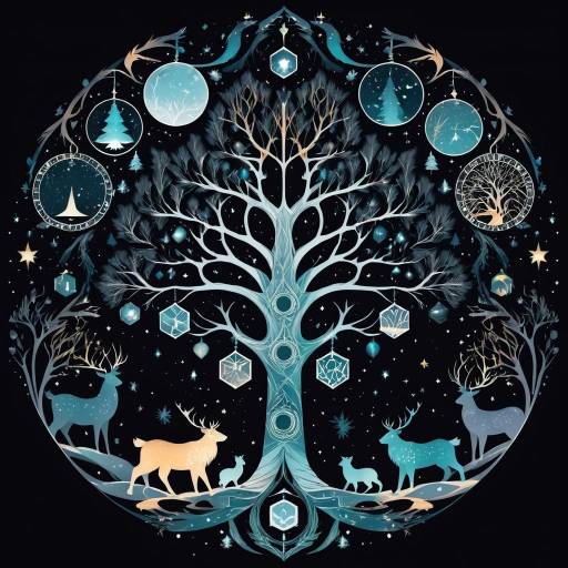Yggdrasil World Tree with Nordic Mythic Creatures