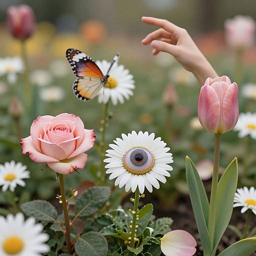 Surreal Flowerbed Morphing Close-Up