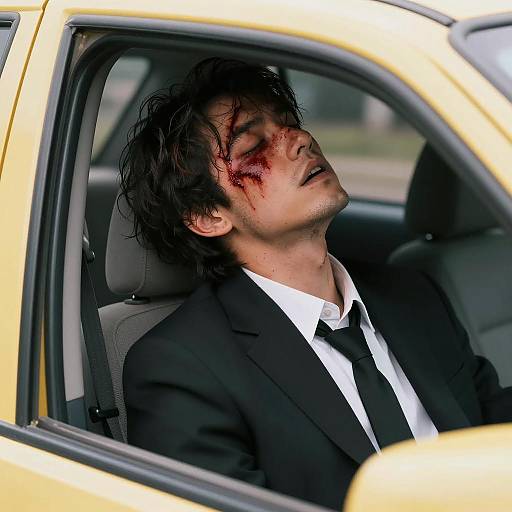 Injured Man Inside Yellow Car
