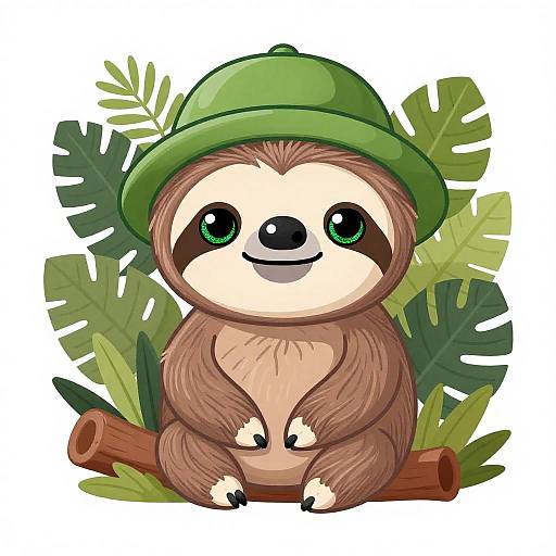 Retro Revival Cute Baby Sloth Vector