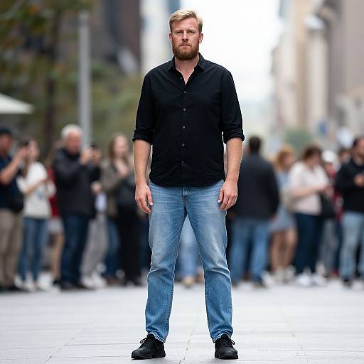 Confident Blonde Man in Urban Street