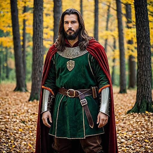 Medieval Fantasy Character in Autumn Forest