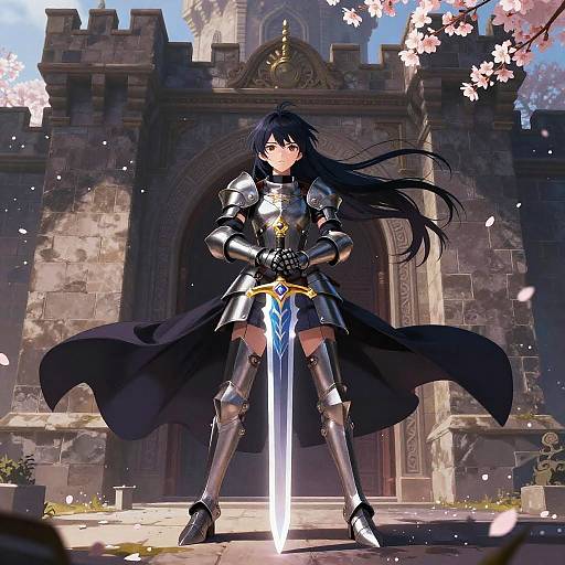 Anime Female Knight at Enchanted Gate