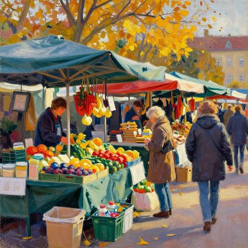 Autumn Market in Impressionist Style