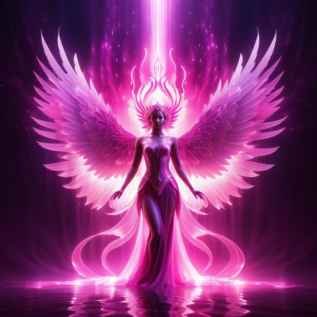 Radiant Female Phoenix in Ethereal Aura