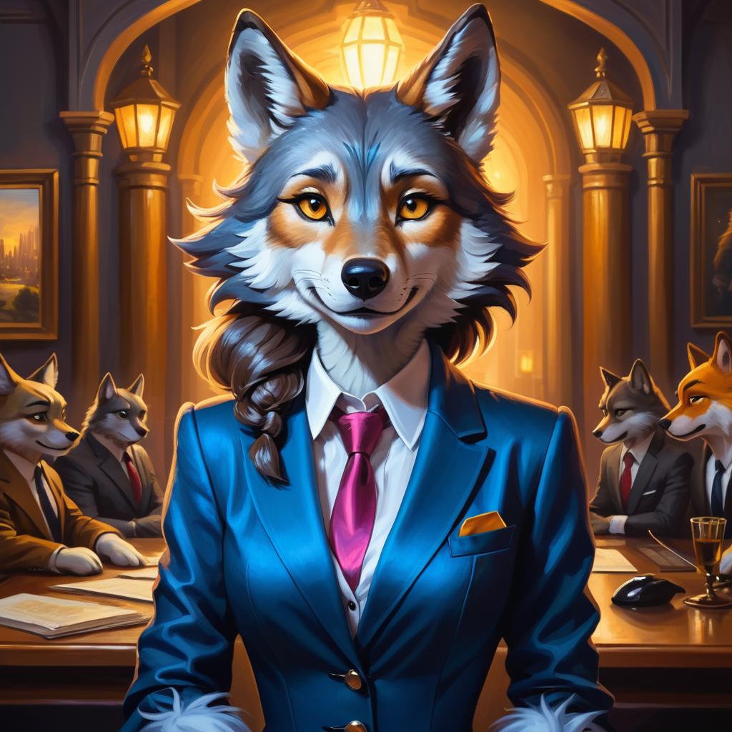 Enchanting Anthropomorphic Female Wolf Portrait