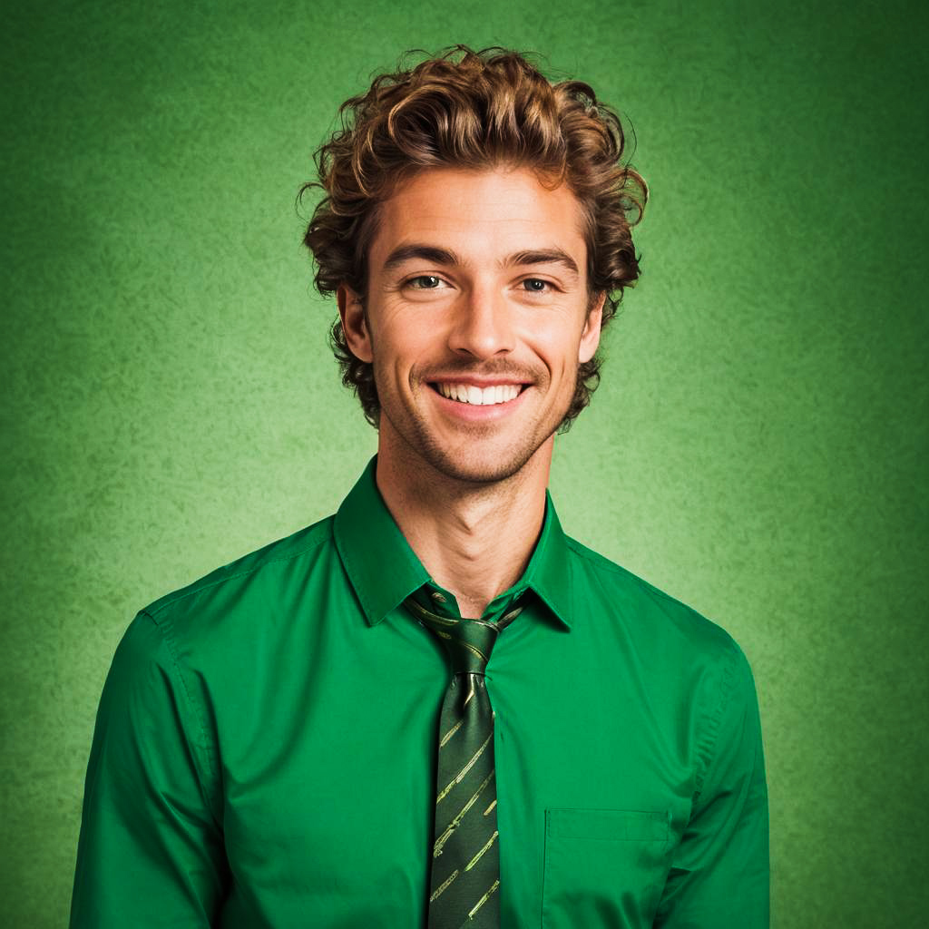 Excited Young Man in Vintage St. Patrick's Day Outfit