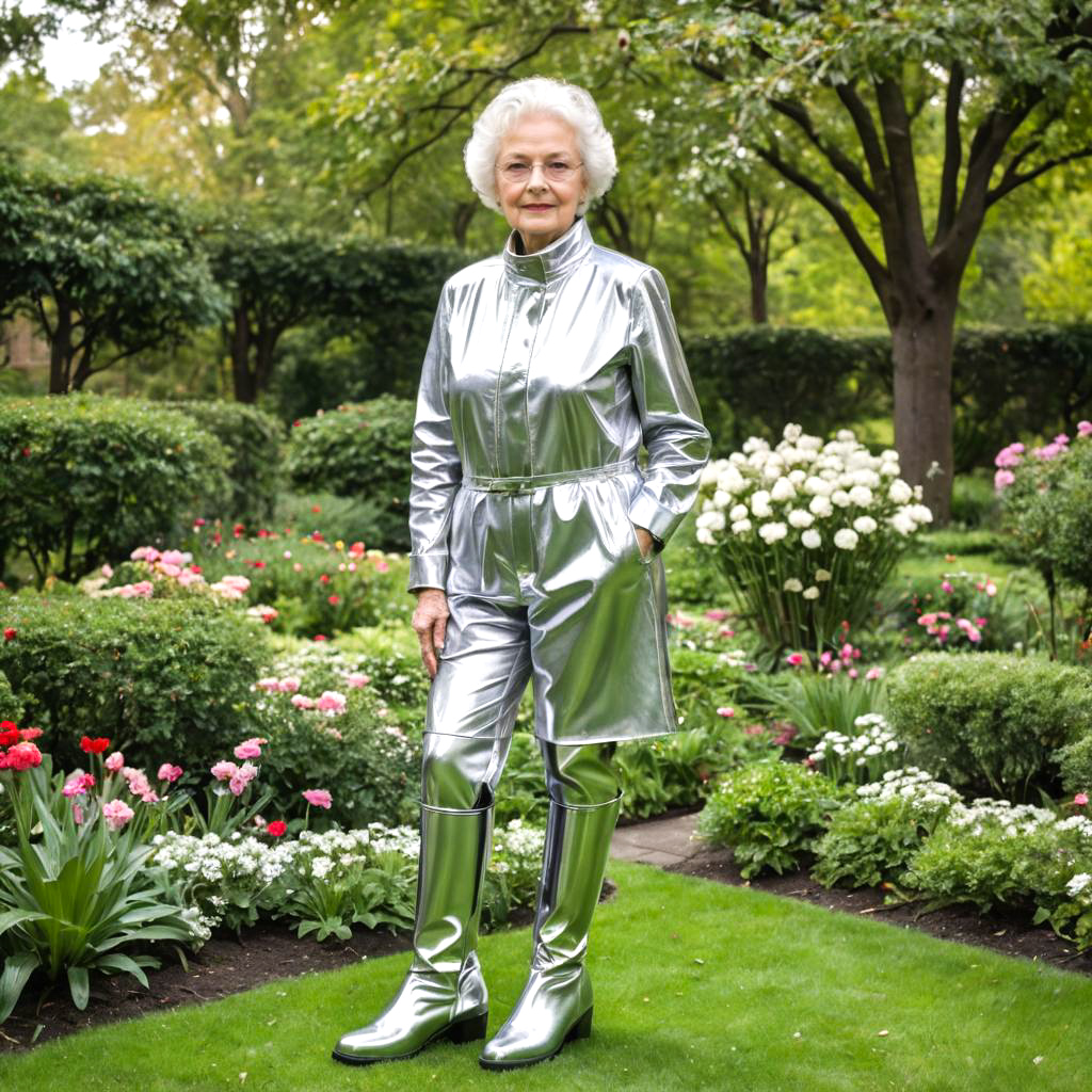 Elegant Elderly Woman in Silver Boots