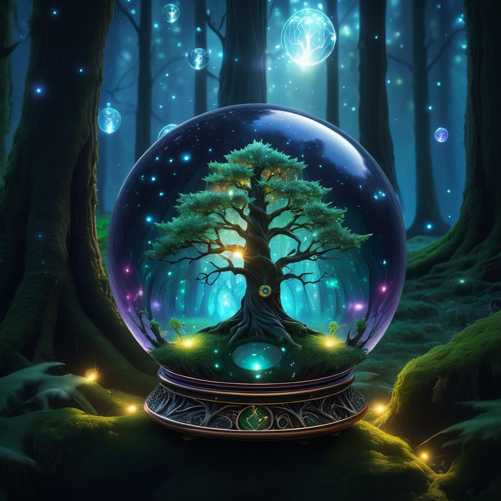 Enchanting Crystal Ball with Tree Spirit