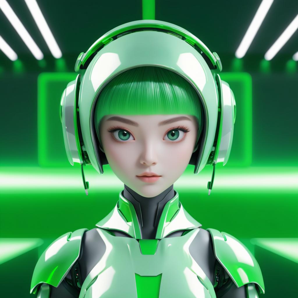 Adorable Futuristic Robot Girl Design