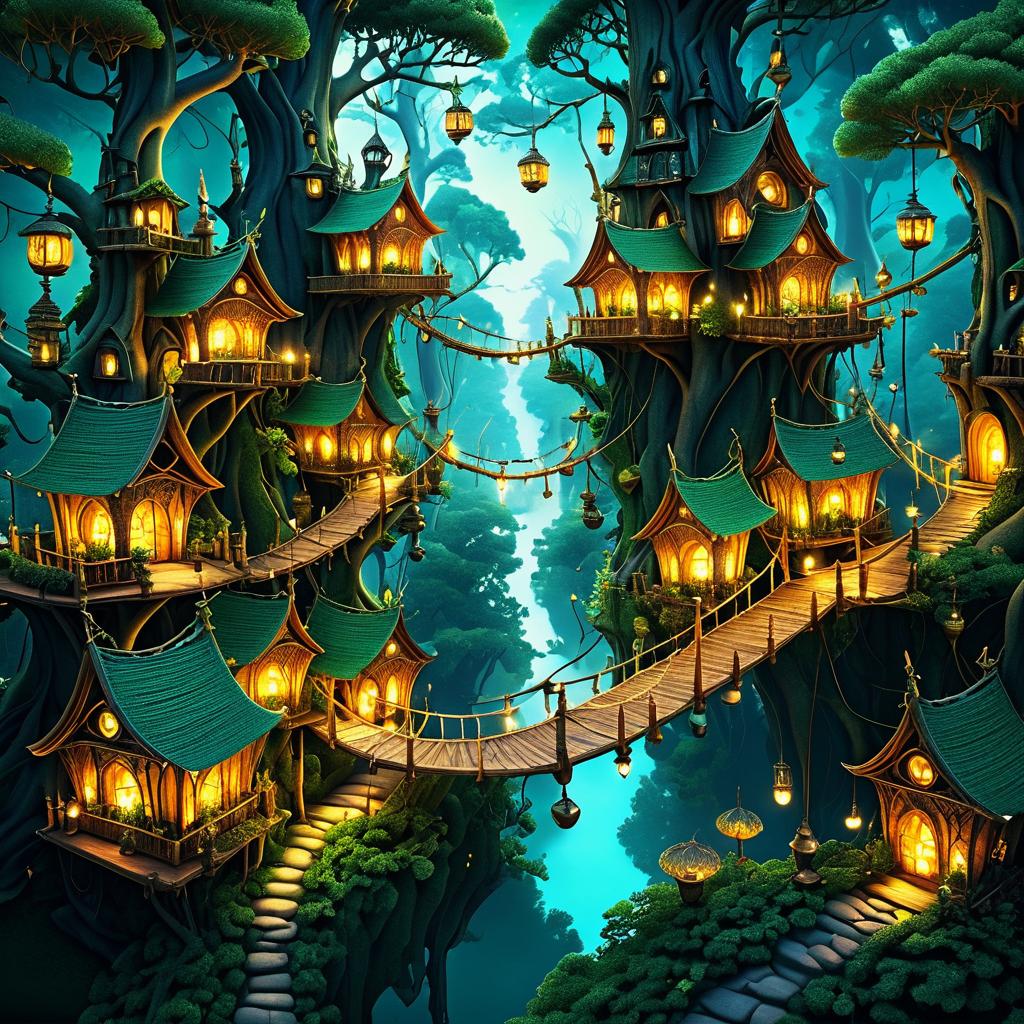 Enchanted Forest Settlement with Elves