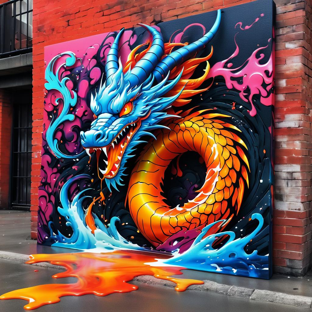 Vibrant Dragon Siren Street Graffiti Art