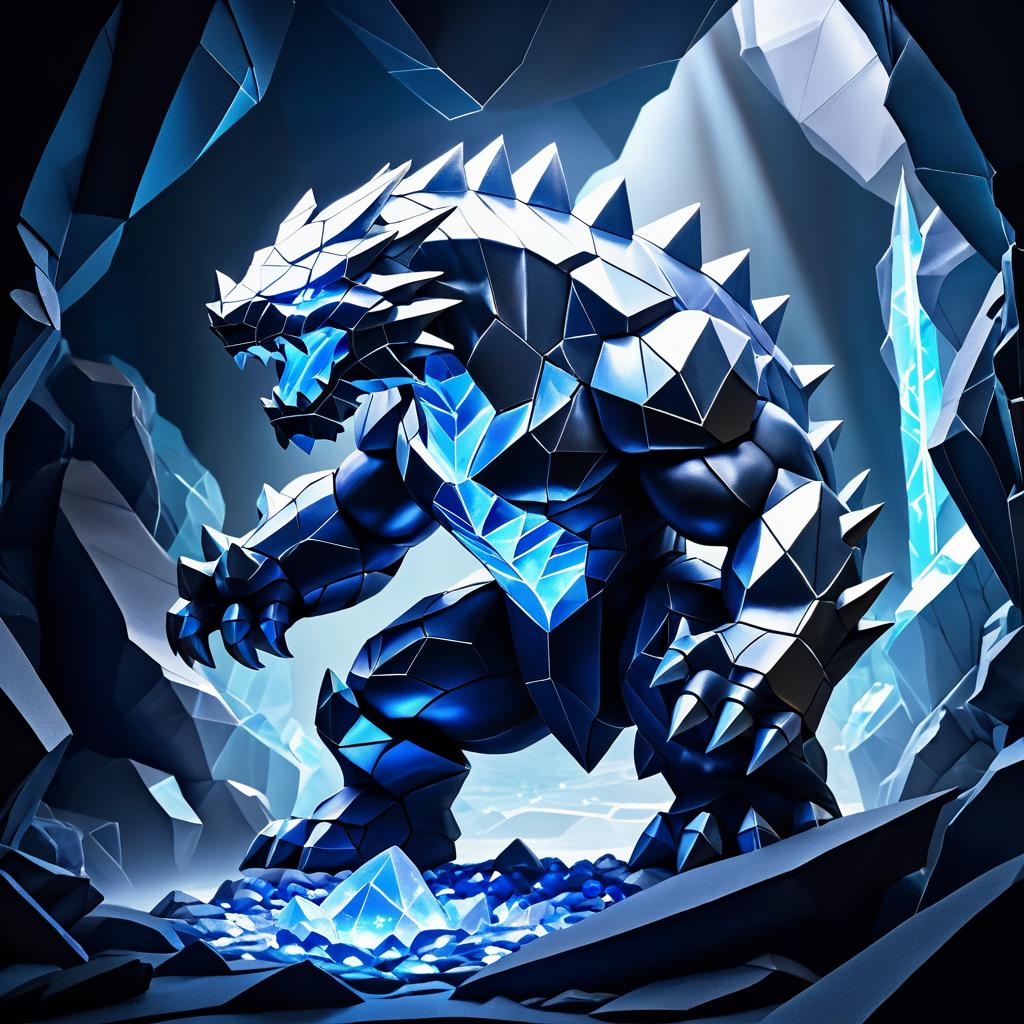 Fierce Steelix in a Crystal Cave