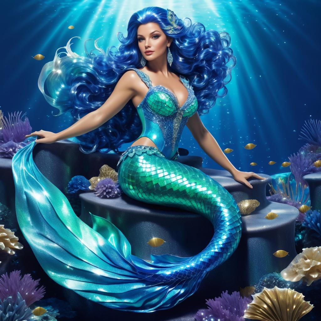 Elegant Mature Mermaid with Shimmering Tail