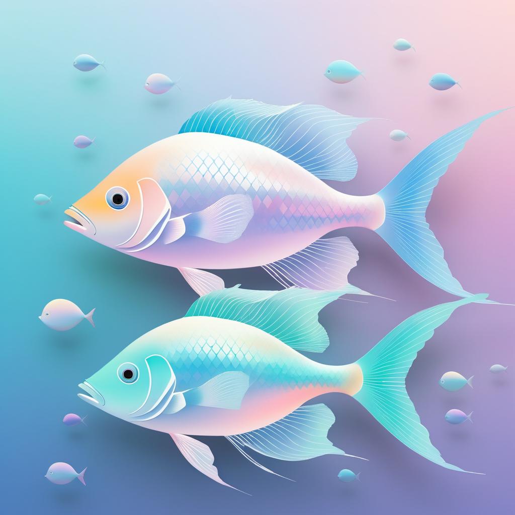 Surreal Minimalist Fish Artwork in Pastels