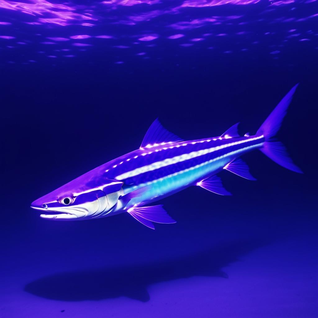 Glowing Purple Barracuda in Water