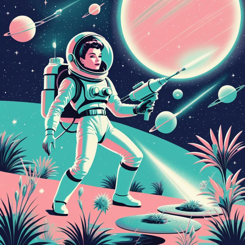 Vintage Alien Botanist in Space Adventure