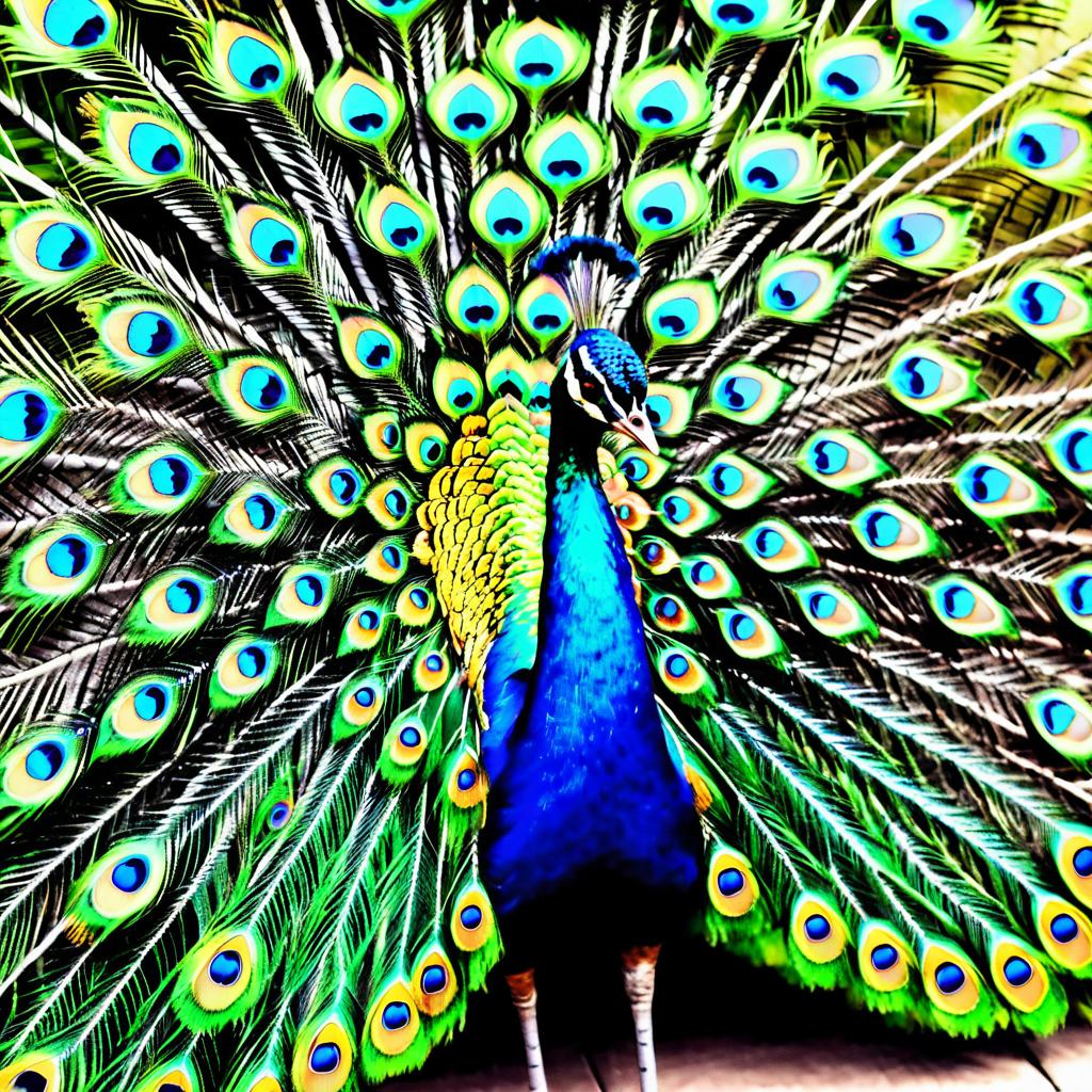 Vibrant Peacock in Monet's Style