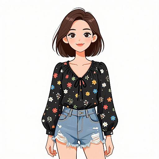 Smiling Woman in Casual Chic Outfit