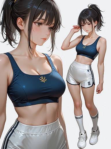 Athletic Woman in Navy Sportswear