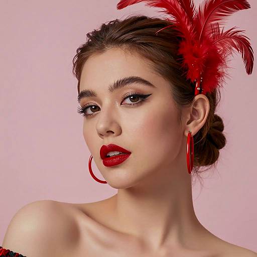 Elegant Woman in Red and Black Accessories