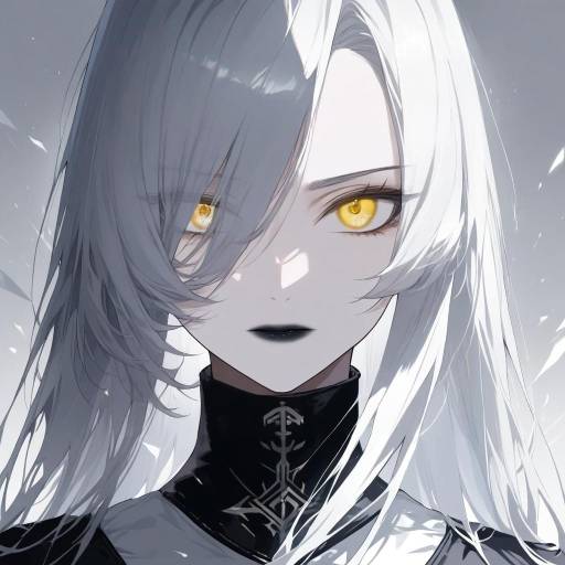 Mystical Silver-Haired Anime Portrait