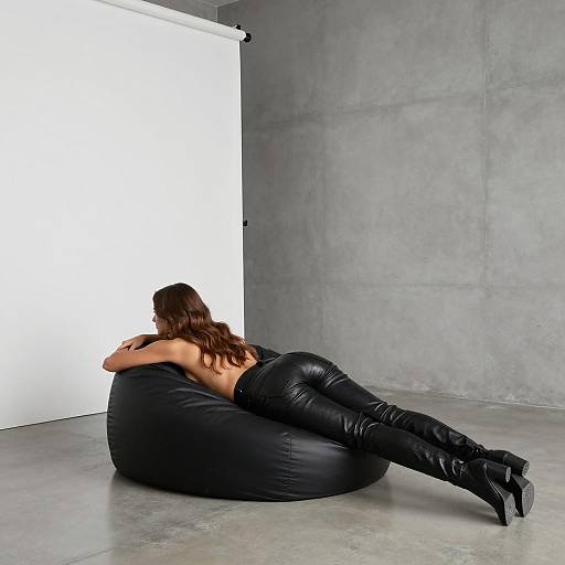 Chic Woman Relaxing in Minimalist Space