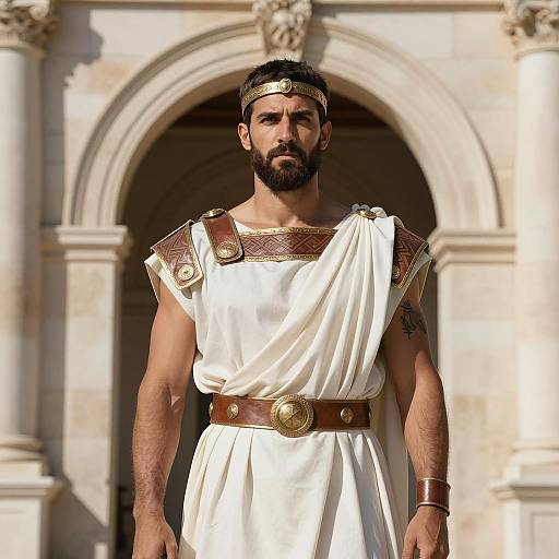 Man in Ancient Roman Inspired Toga Costume