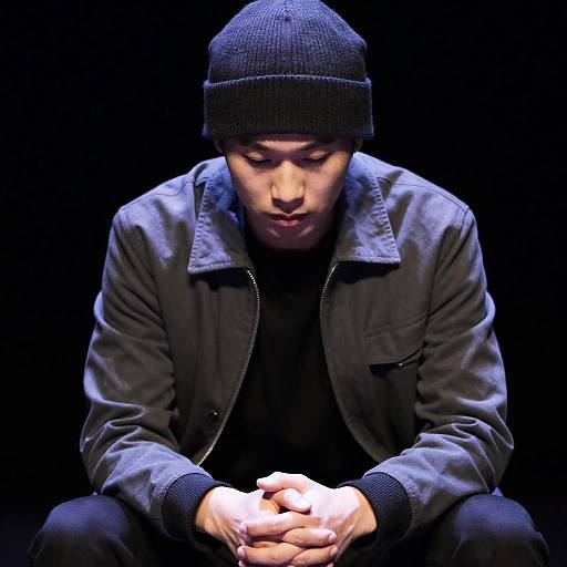 Focused Young Man in Dim Light