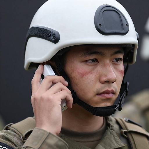 Focused Soldier in Close-Up Portrait