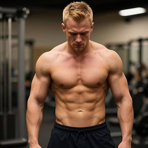 Fit Golden Blonde European Man Gym