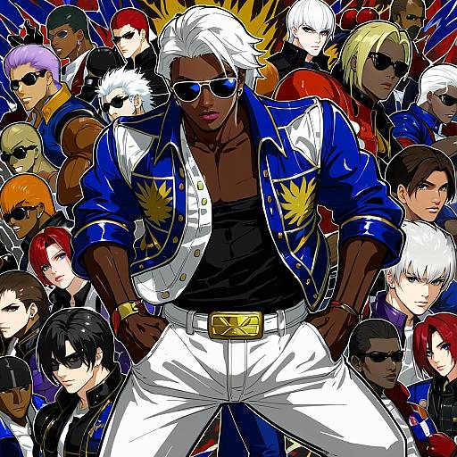 Illustration of K' (kof), the king of fighters in the style of Yu yu