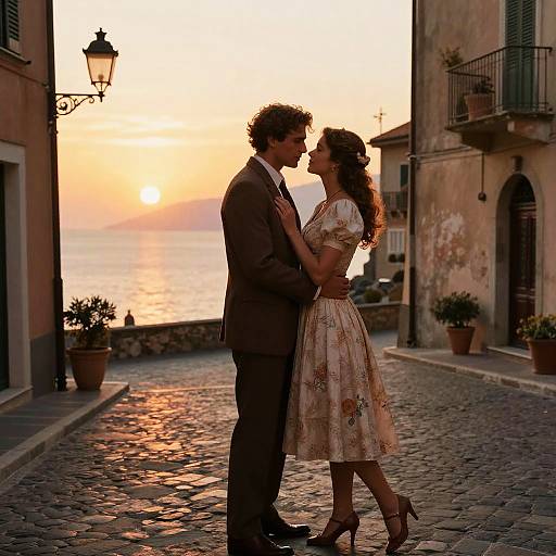 Romantic Italian Coastal Sunset Scene