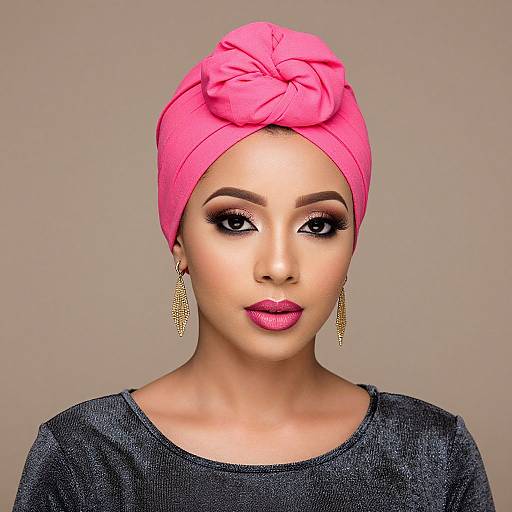 Elegant Woman in Vibrant Pink Turban