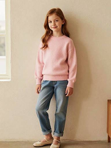 Cozy Pastel Portrait of Young Girl