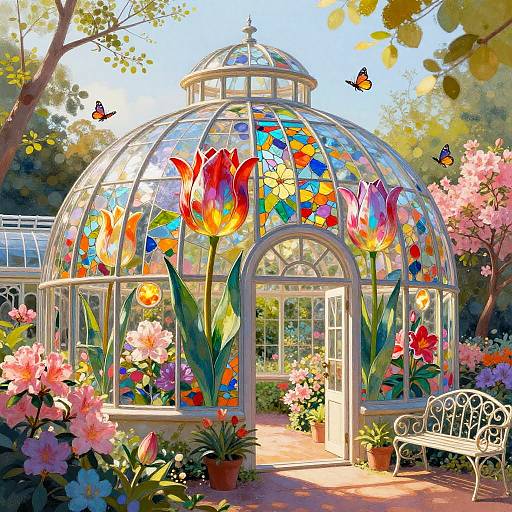 Vibrant Tulip Conservatory in Spring