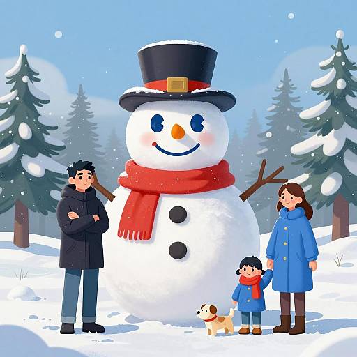 Cheerful Snowman in Winter Wonderland