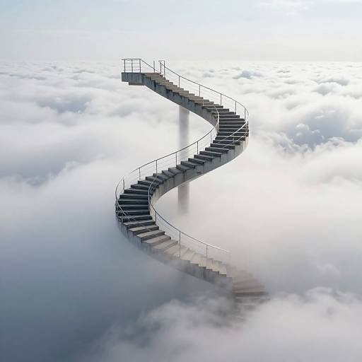 Serpentine Staircase Through Clouds